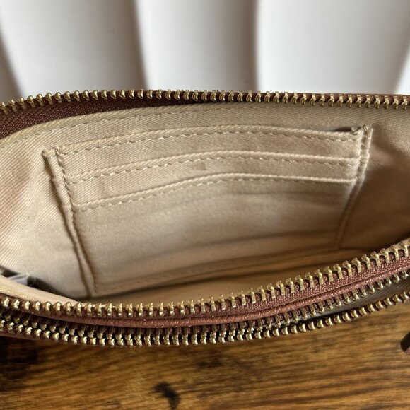 Jason Wu Leather Wristlet Double Wallet Strap Cognac Brown Tan - Picture 6 of 9